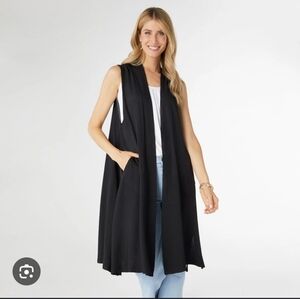 COCO CARMEN Black Sleeveless Open Front Cardigan